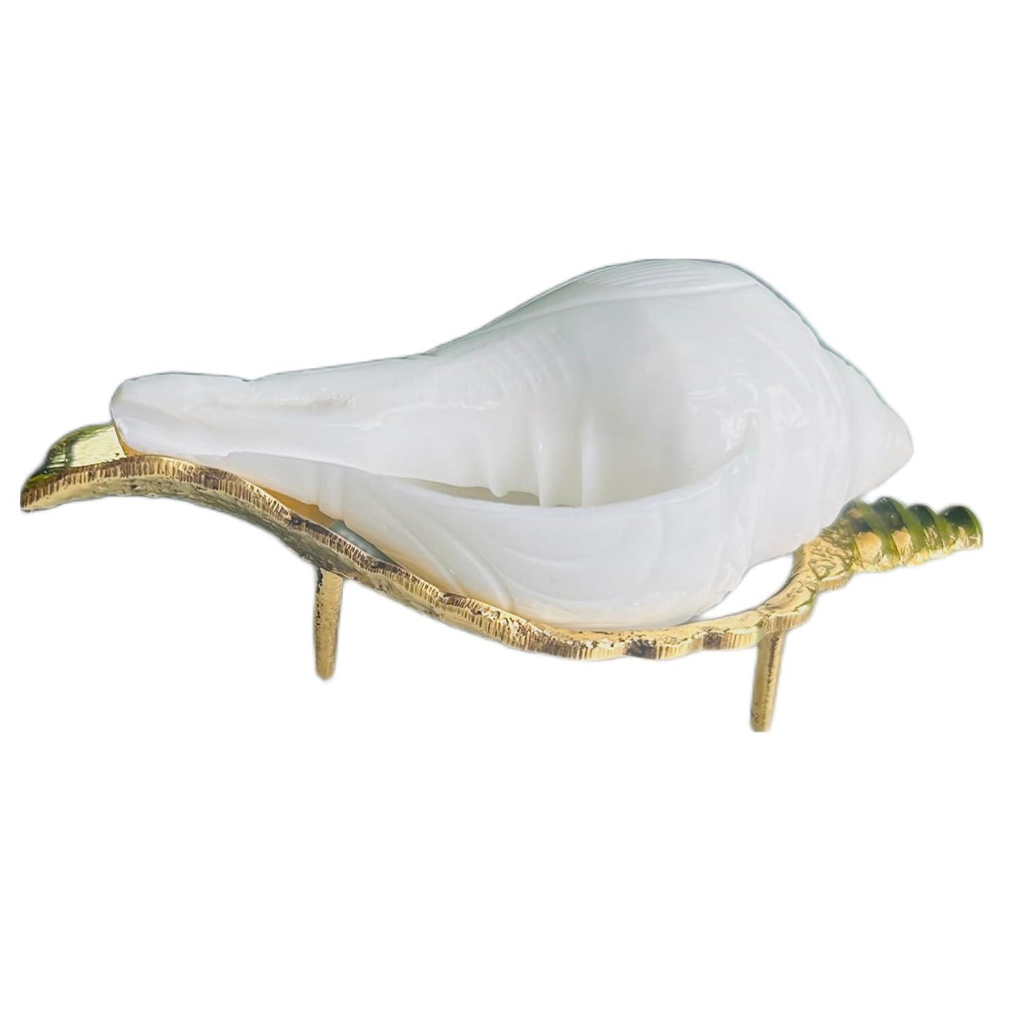 Religious Small Jal Shankh with Brass Shankha Stand