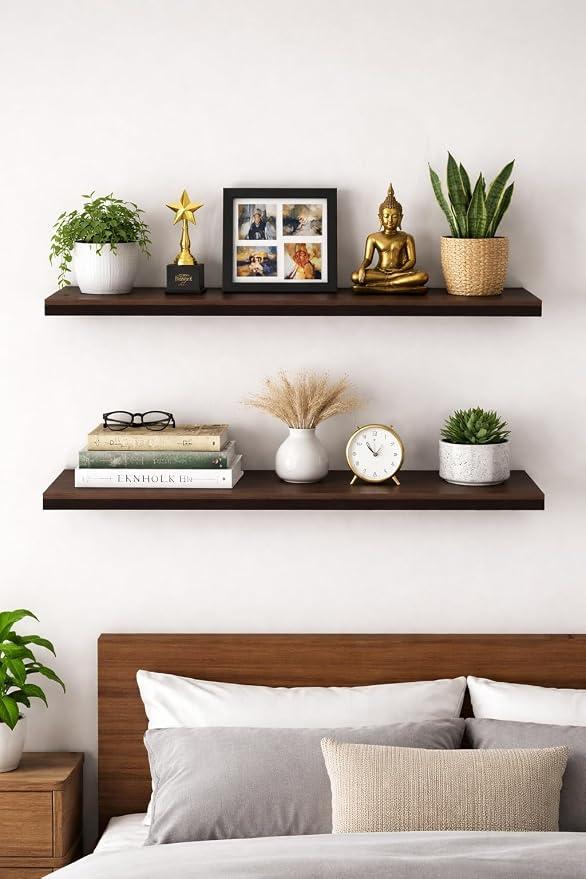 Wooden Floating Wall Shelf (Set of 2)