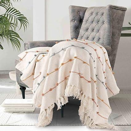 SASHAA WORLD Striped Cotton Throw Blanket
